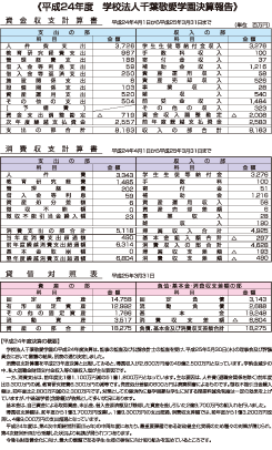 平成24年度 学校法人千葉敬愛学園決算報告